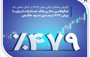 شکوفایی مالی بانک صادرات ایران با پرش ۴۷۹ درصدی سود خالص شکوفایی مالی بانک صادرات ایران با پرش ۴۷۹ درصدی سود خالص